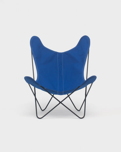Fauteuil Butterfly Coton Ciel Structure Noire - Vue de face