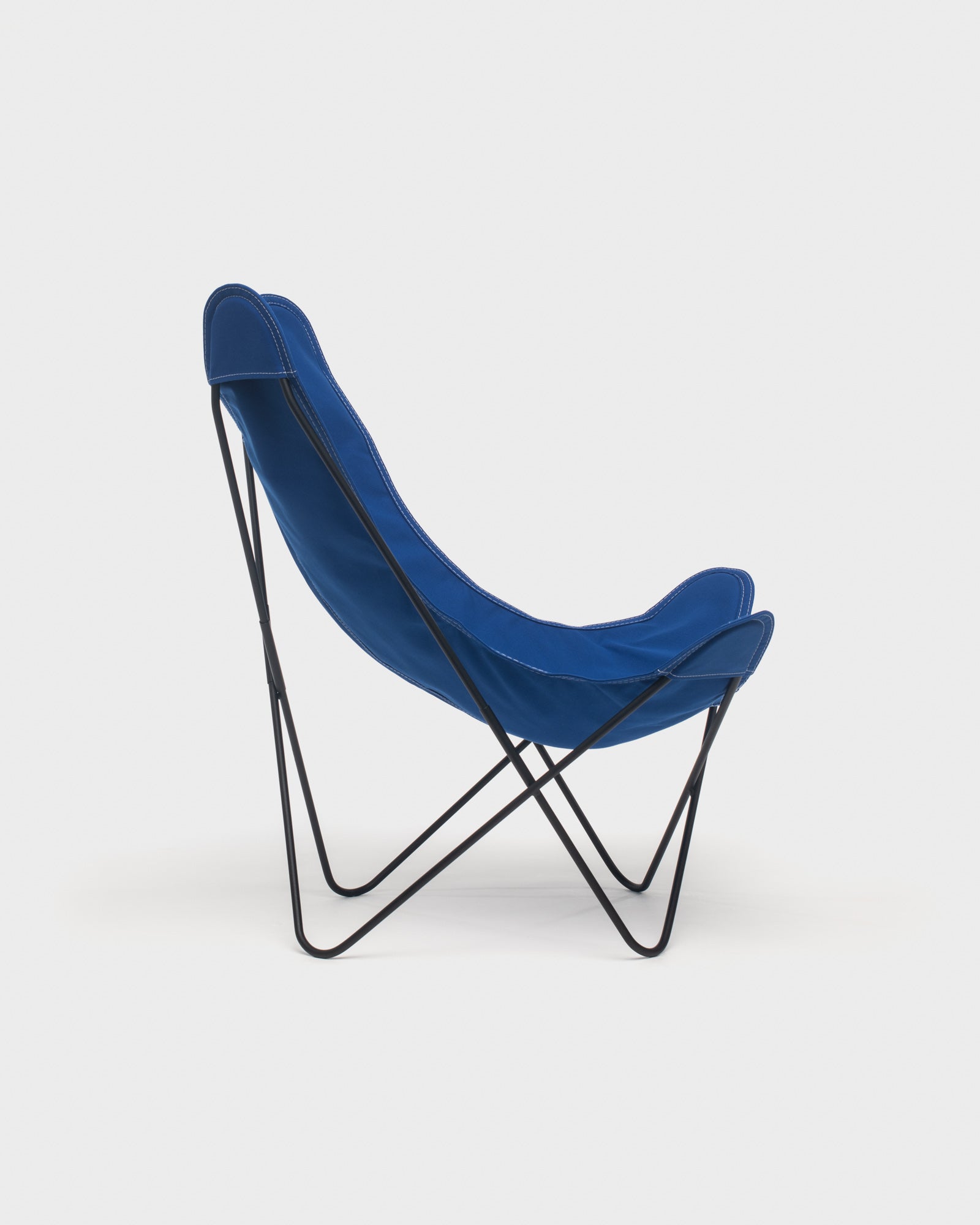 Fauteuil Butterfly coton Ciel Structure Noire - Vue de profil