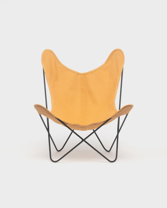 Fauteuil Butterfly Coton Aurore Structure Noire - Vue de face