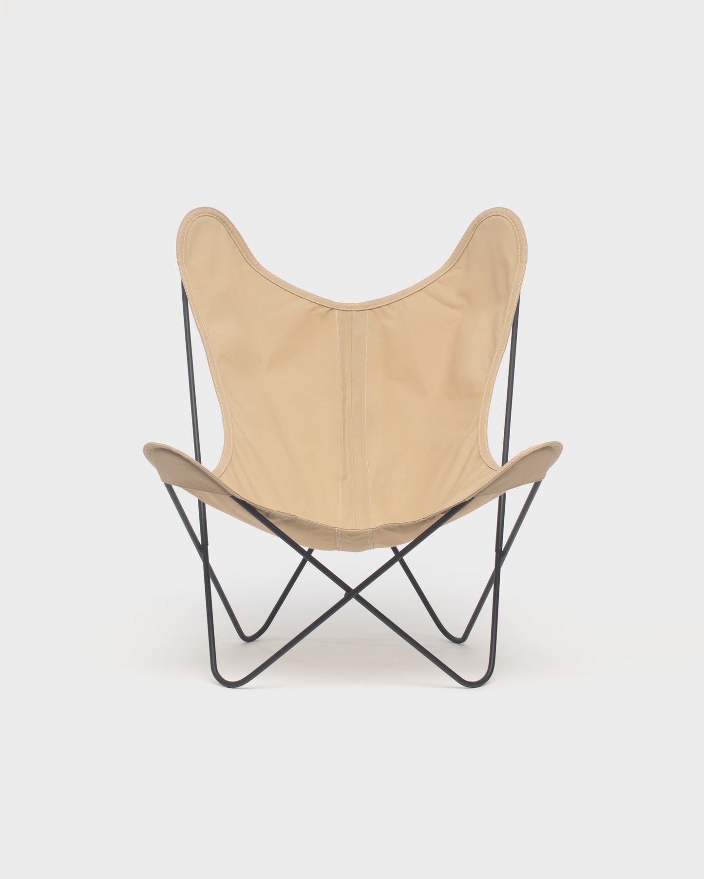 Fauteuil Butterfly Coton Beige Gres Structure Noire - Vue de face