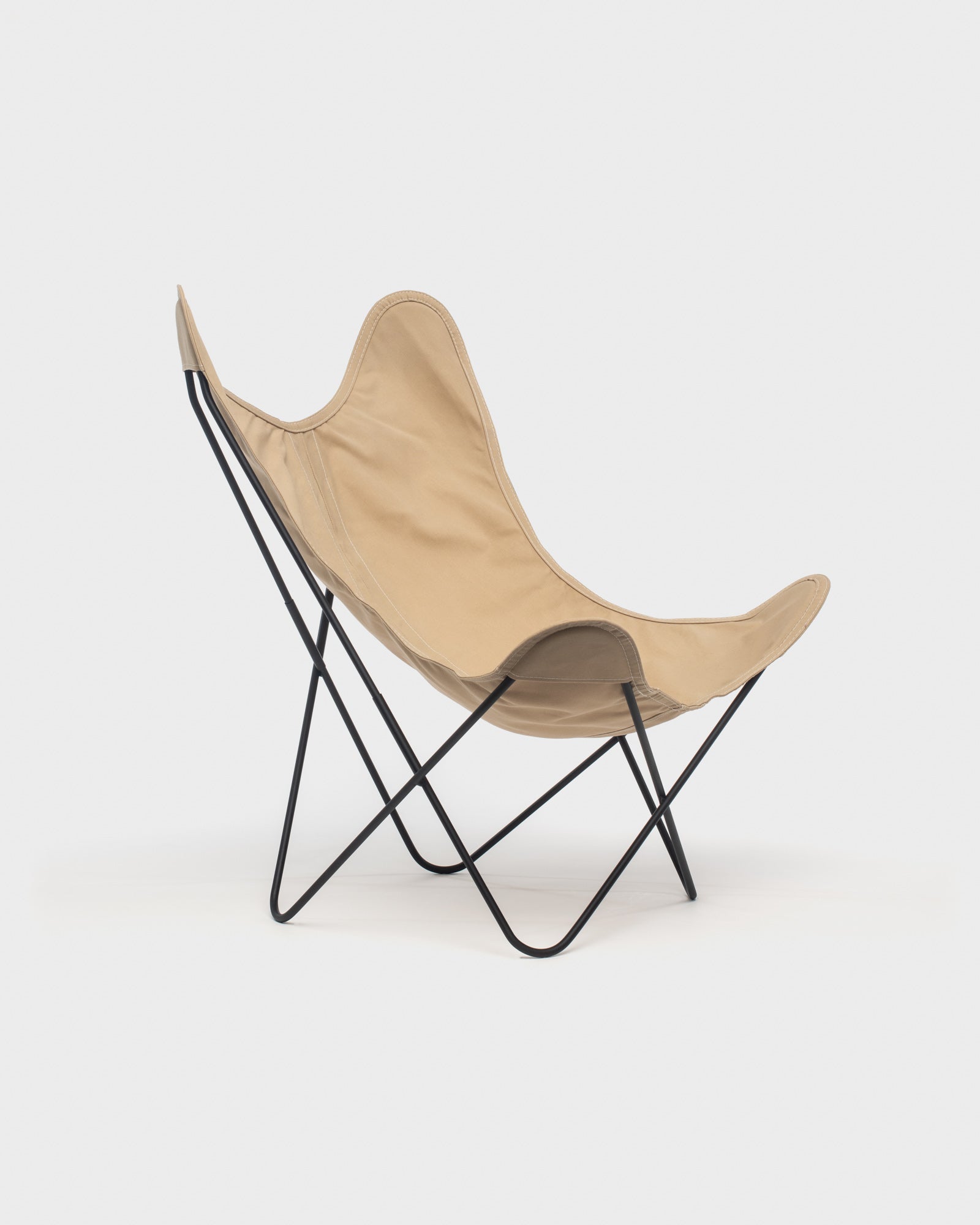 Fauteuil Butterfly coton Beige Gres Structure Noire - Vue 3/4