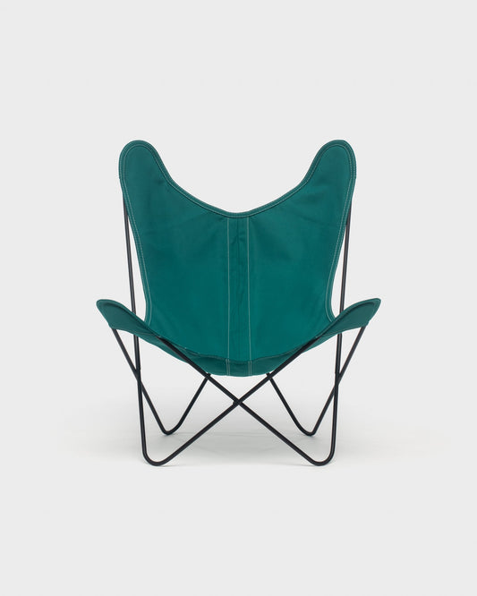 Fauteuil Butterfly Coton Canard Structure Noire - Vue de face