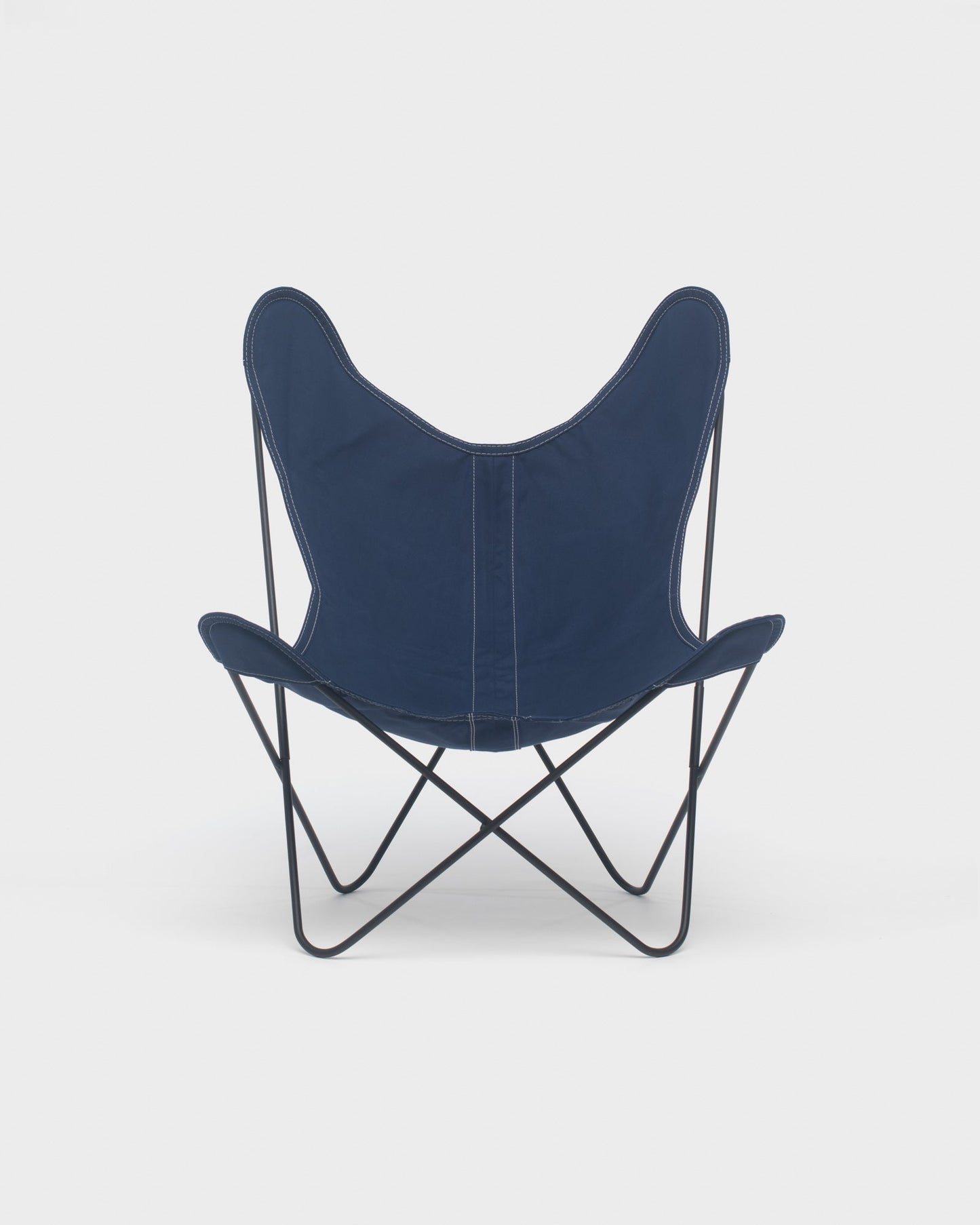 Fauteuil Butterfly Coton Encre Structure Noire - Vue de face