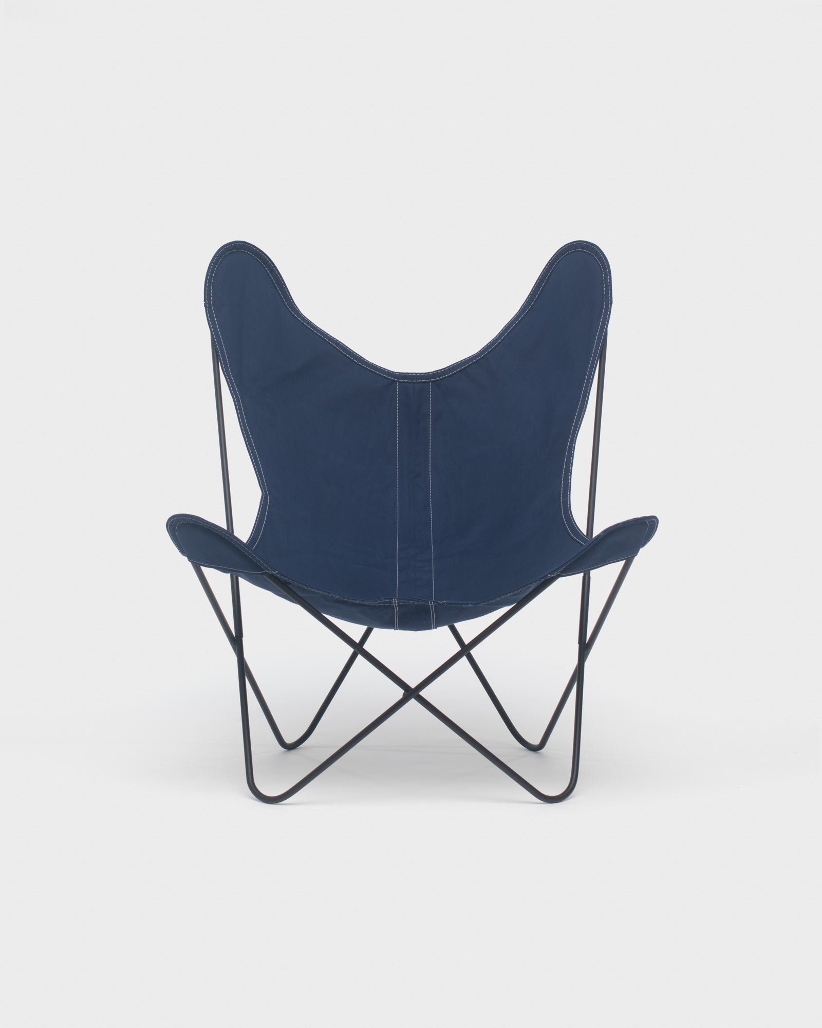 Fauteuil Butterfly Coton Encre Structure Noire - Vue de face