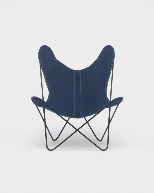 Fauteuil Butterfly Coton Encre Structure Noire - Vue de face