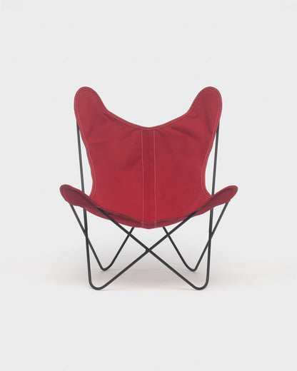 Fauteuil Butterfly Coton Framboise Structure Noire - Vue de face