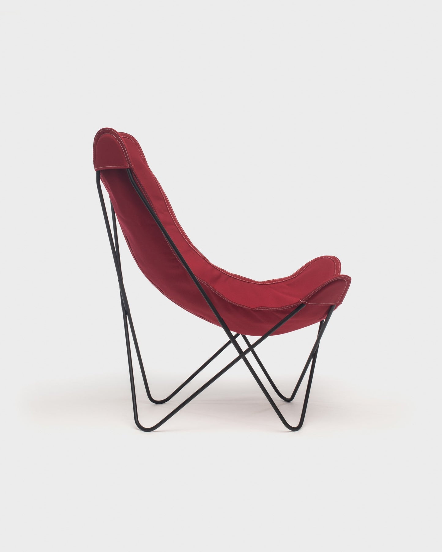 Fauteuil Butterfly coton Framboise Structure Noire - Vue de profil