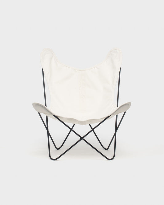 Fauteuil AA Butterfly Coton Ivoire Structure Noire - Vue de face
