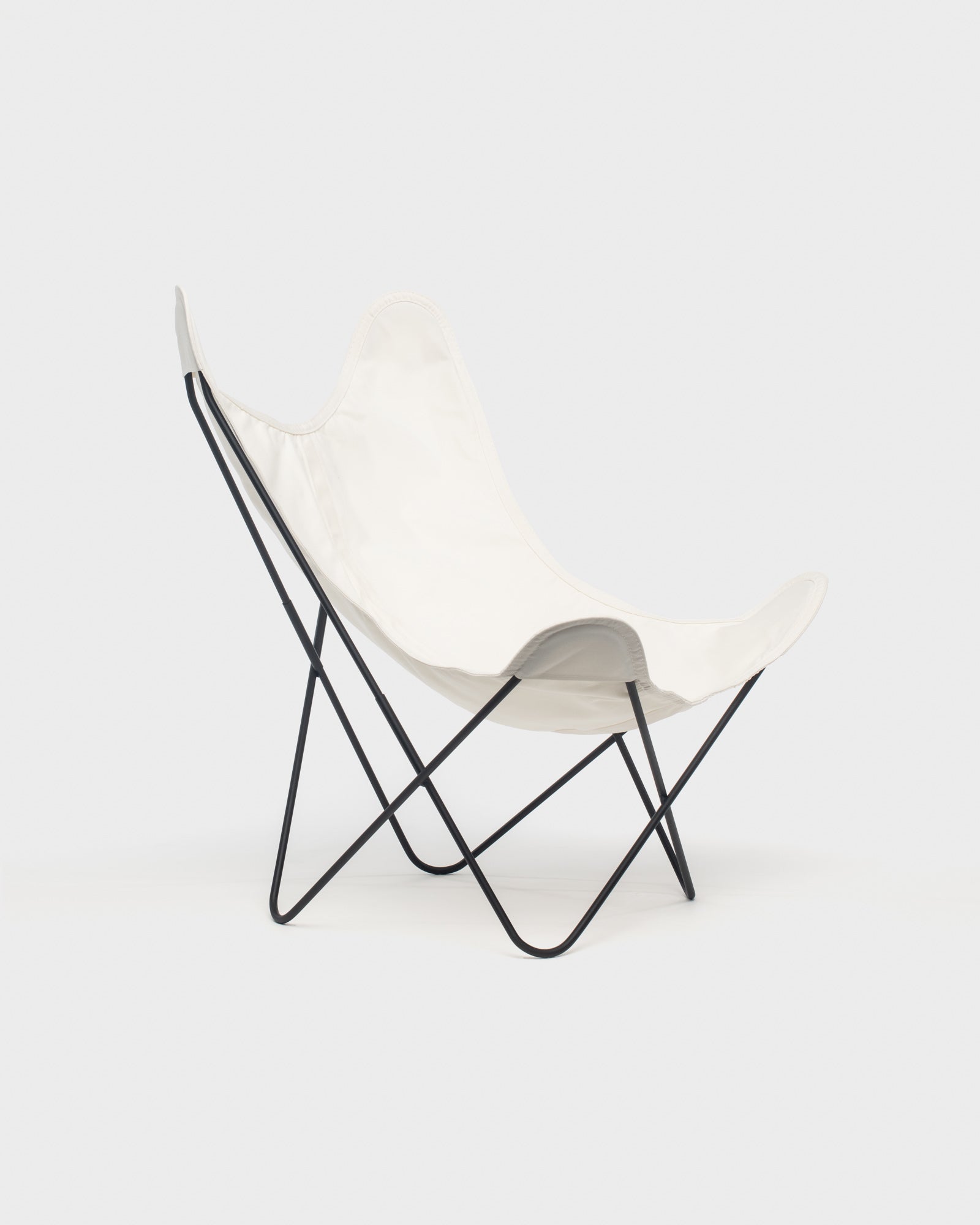 Fauteuil AA Butterfly coton Ivoire Structure Noire - Vue 3/4