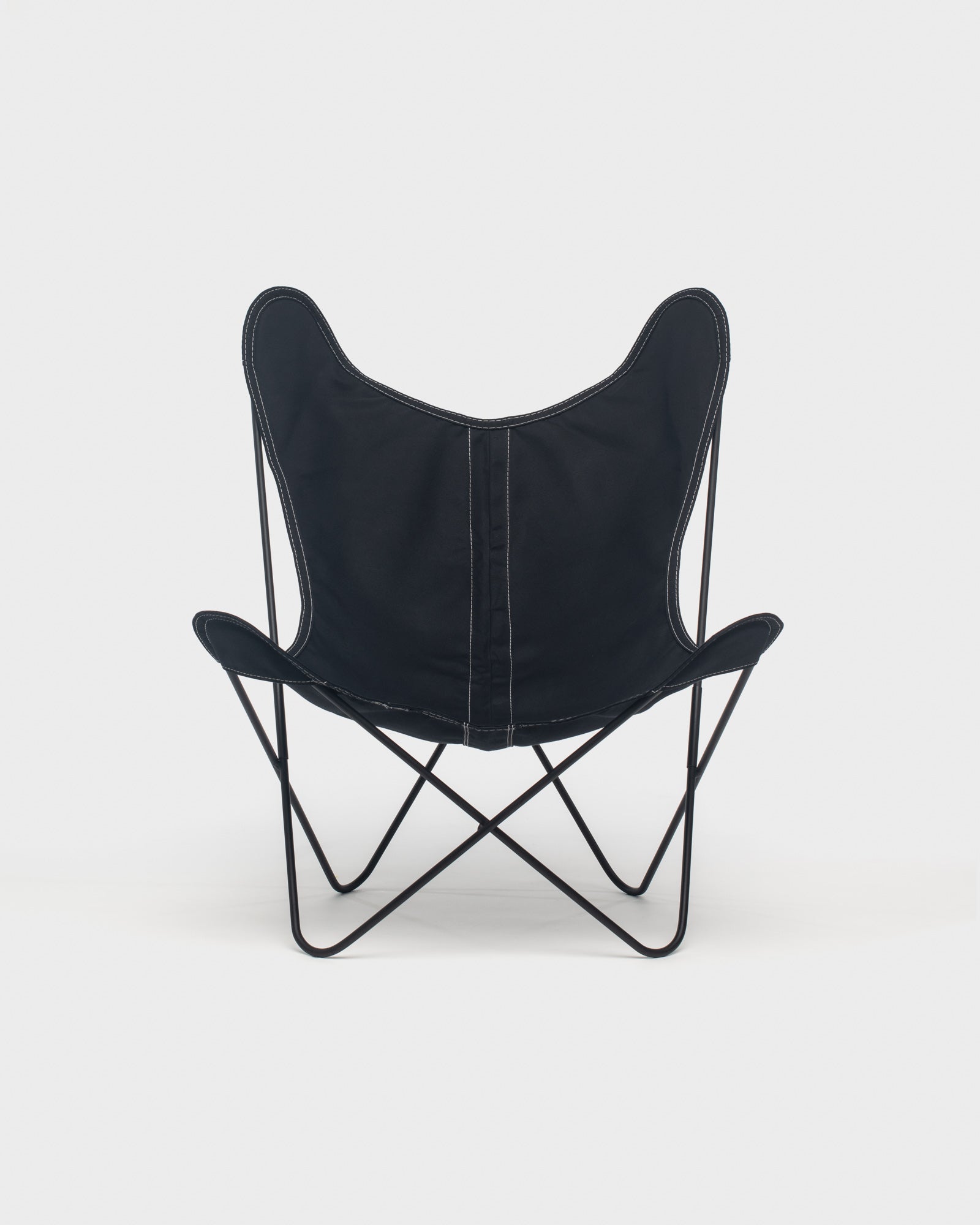 Fauteuil papillon Coton Noir Structure Noire - Vue de face