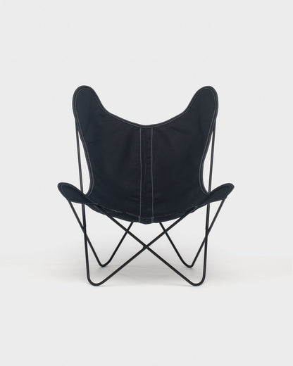 Fauteuil papillon Coton Noir Structure Noire - Vue de face