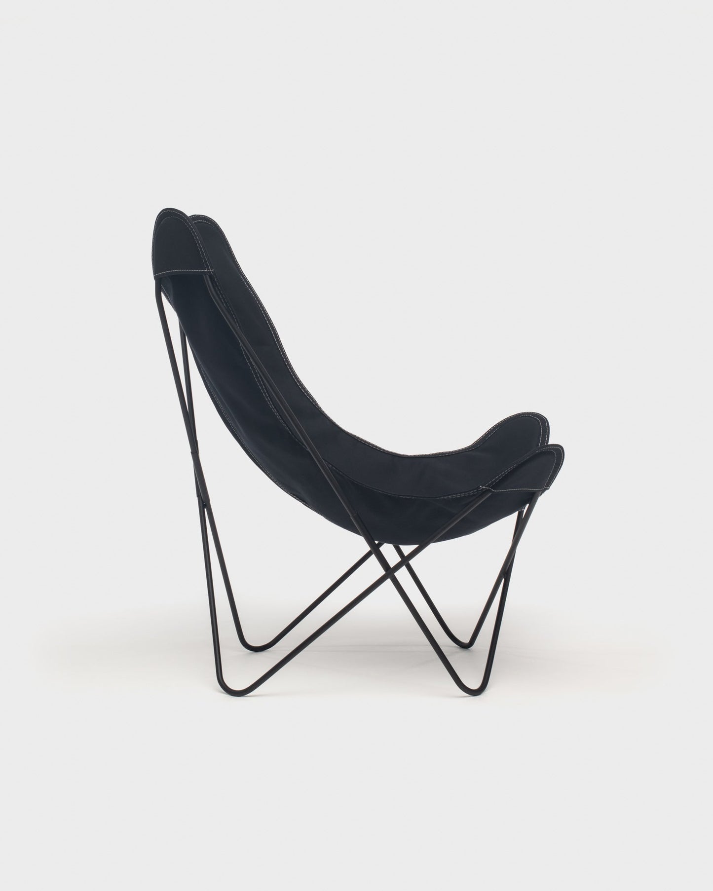 Fauteuil papillon coton Noir Structure Noire - Vue de profil