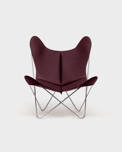 Fauteuil AA Butterfly© - Cuir Bordeaux - Structure inox
