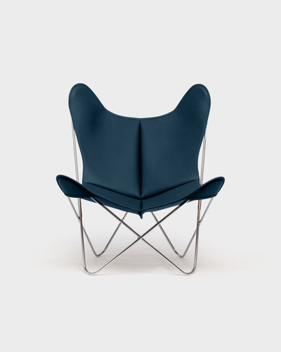 Fauteuil AA Butterfly© - Cuir Pétrole - Structure inox