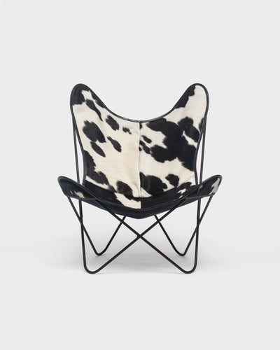 Fauteuil AA Butterfly© - Cuir de vache Noire - Structure noire