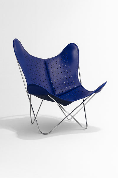 Fauteuil AA Butterfly© - Cuir perforé bleu